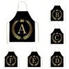 Black Gold Crown Letter Print Kitchen Apron Women's Men's Linen Apron Cooking Home Cleaning Tools Sleeveless Bib 1