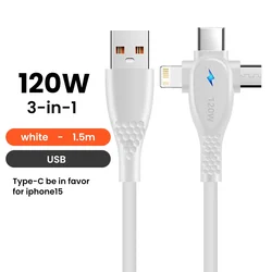 High - Power Universal Fast Charging Cable with Dual USB - C Connectivity (White usb)