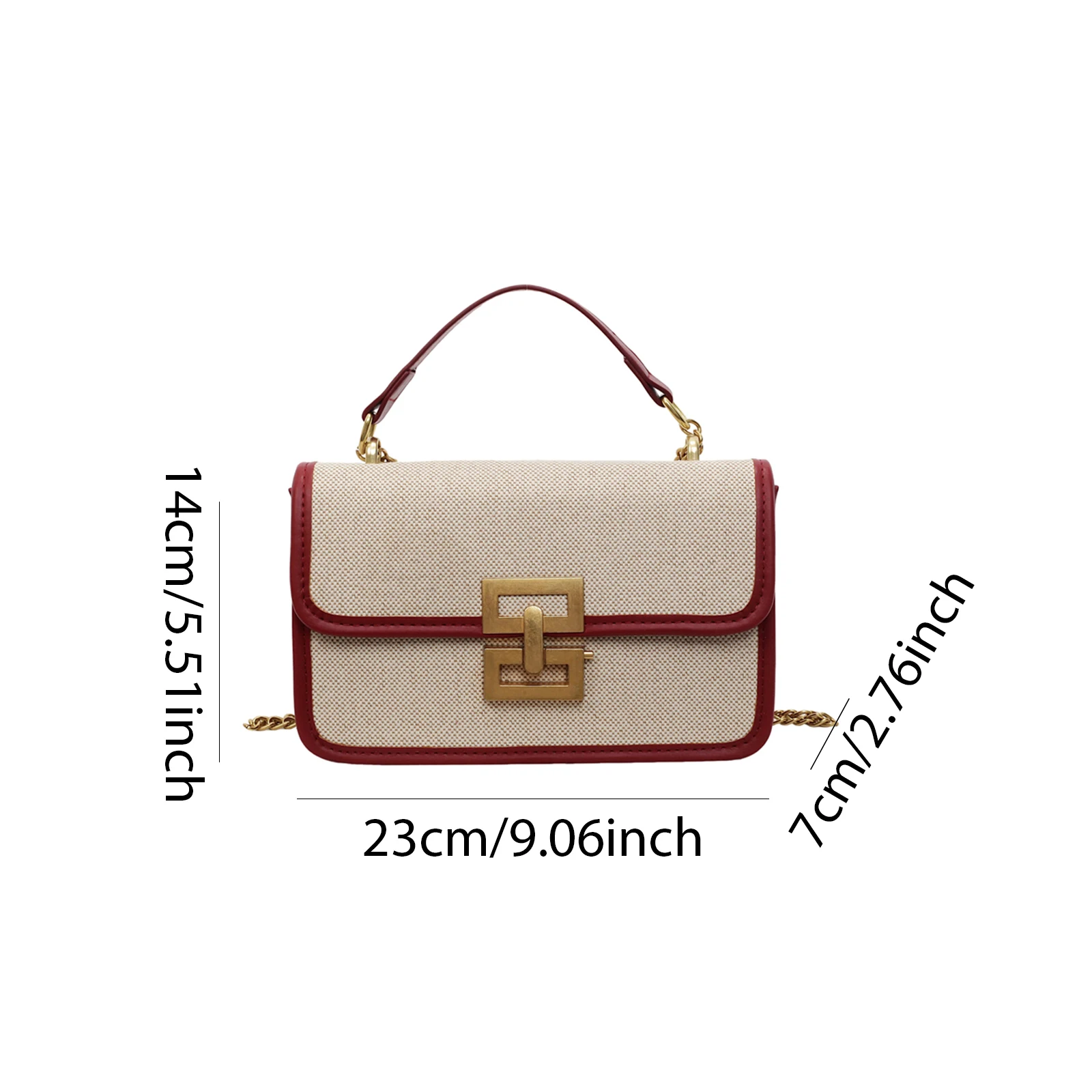 Women Canvas Chain Shoulder Bag Crossbody Bag Small Messenger Bag for Travel Work