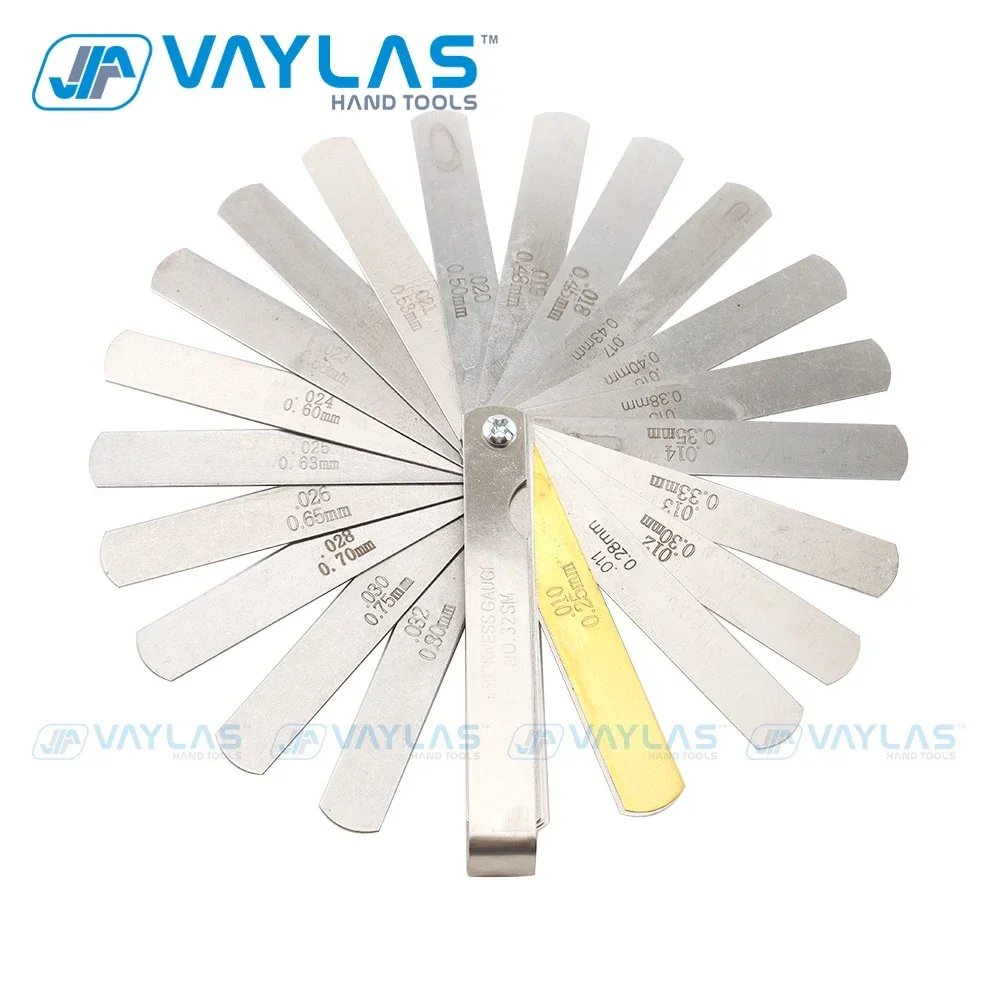 32 Blades Steel Feeler Gauge Set 0.04-0.88mm Dual Marked Metric & Imperial Measuring Tool