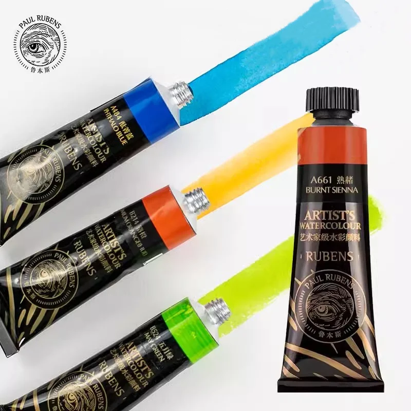 New Paul Rubens Professional Watercolor Paint Tube 15ml 34 Colors Watercolour For Painting Aquarel Aquarelle Art Supplies