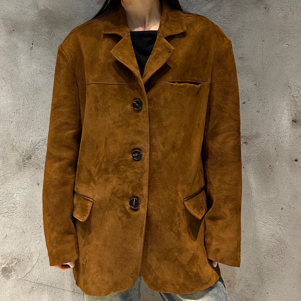 Camel Suede Blazer Jackets for Women Plus Size Suede Jacket