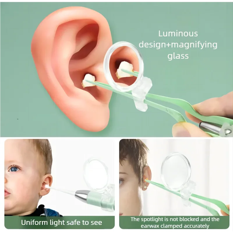 Ear Cleaning Kit with LED Light Ear Wax Removal Kit for Kids and Adults Earwax Spoon Digger & Tweezers  Ear Cleaning Tool Set