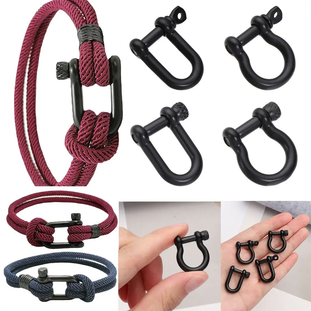 

Solid Stainless Steel Carabiner D Bow Staples Shackle Fob Key Ring Keychain Hook Screw Joint Connector Buckles Outdoor Buckle
