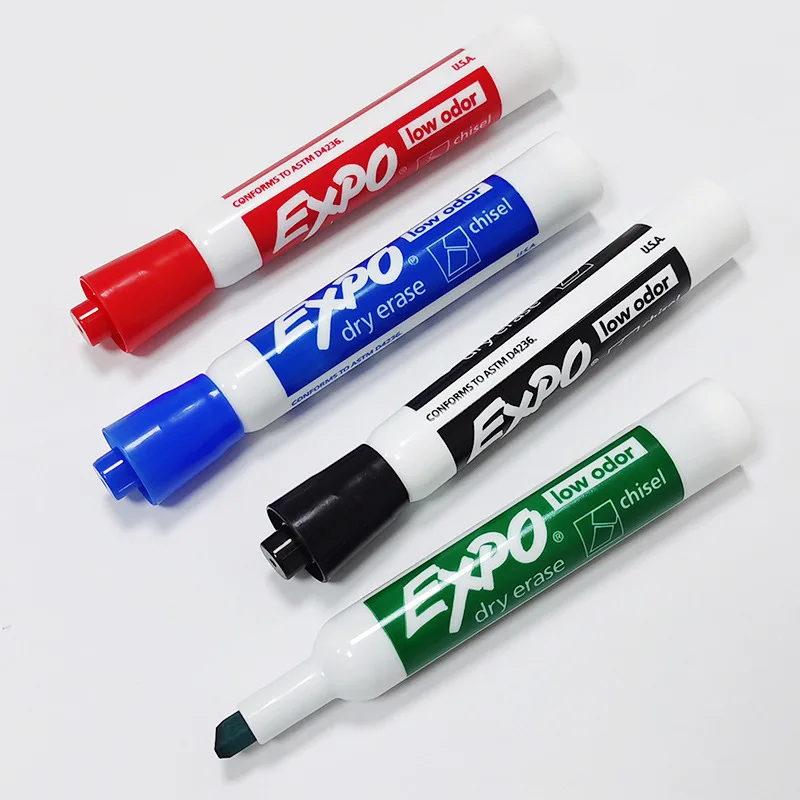 4 Colors Sharpie EXPO 82074 Low-Odor Dry Erase Markers Bullet Tip Quick-drying Ink Writing for Classrooms Offices and Homes