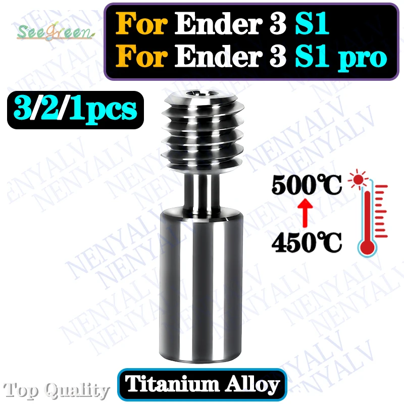 Per Gola In Lega Di Titanio Smooth 1.75Mm Heat Break Per Creality Ender 3 S1 Ender-3 S1 Pro Cr10 Smart Pro Per Estrusore Sprite