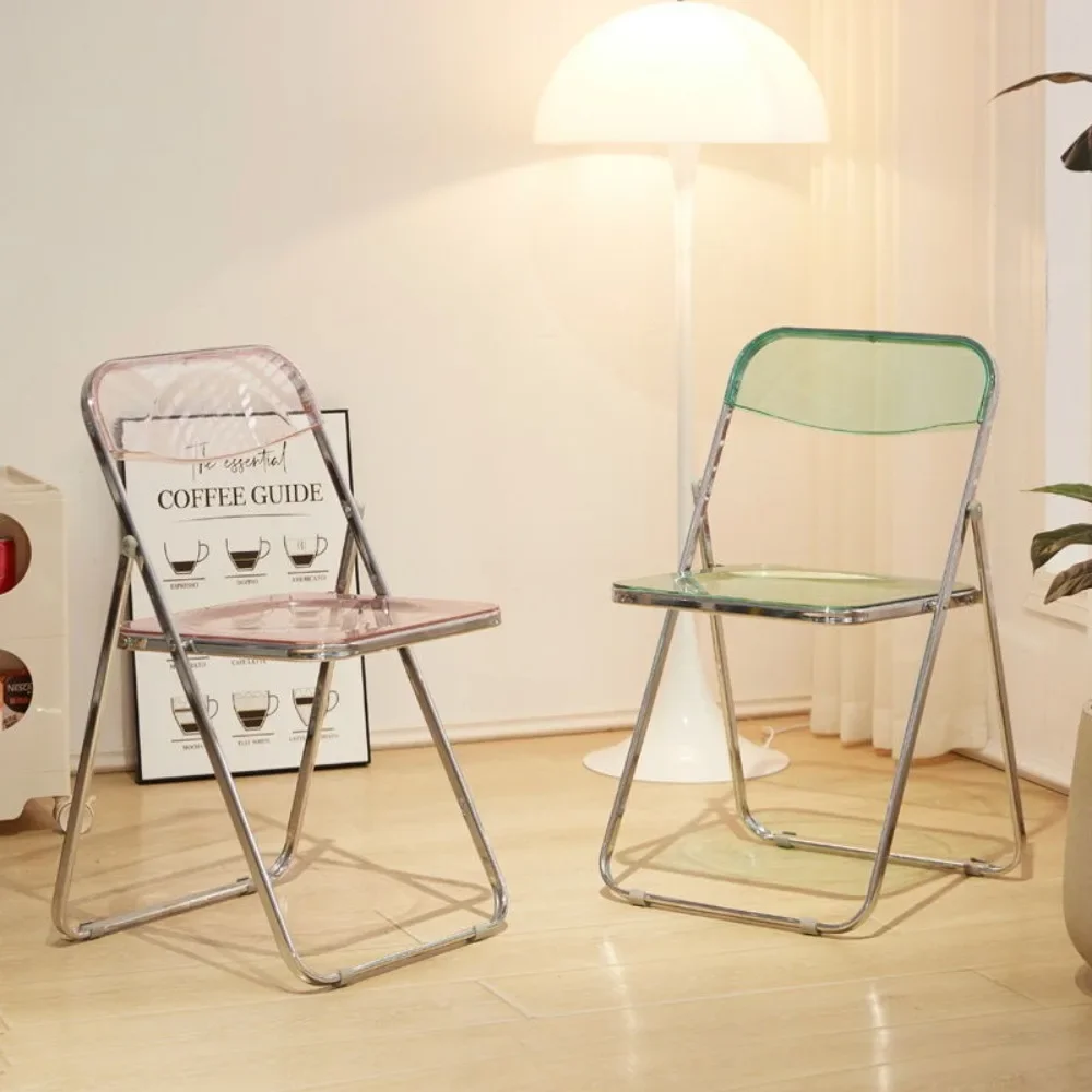Folding Chair Transparent Acrylic Simple Design North Europe Style for Household Outdoor Graden Living Room
