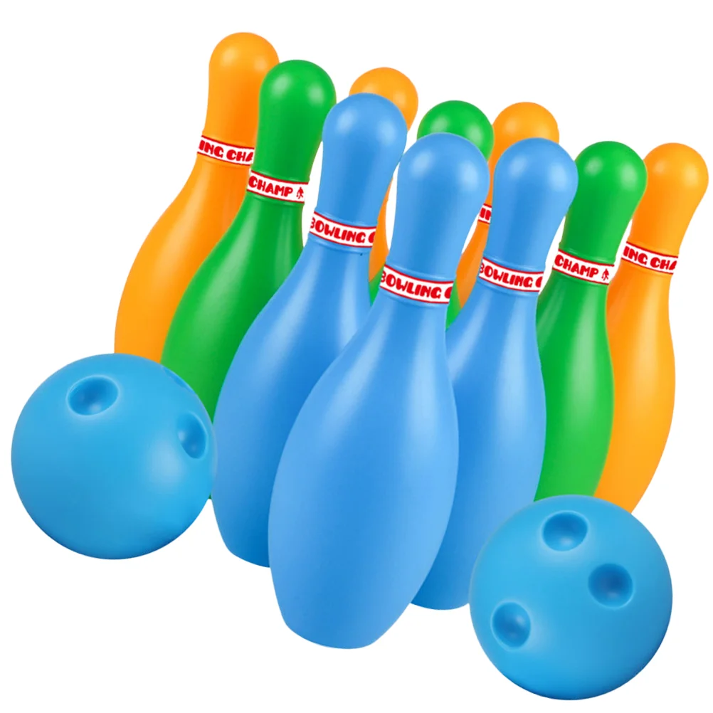 Kids Bowling Set: Plastic Gutterball Educational Bowling Toys for Children and Toddlers, with Funny Bowling Ball (Random Color)