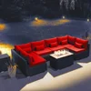 Furniture Sectional Sofa with Gas Fire Pit Table Outdoor Patio Furniture Sets Propane Fire Pit red-Rectangular Garden Sofas 6