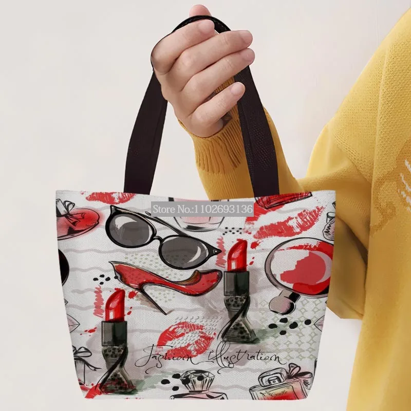 

Женская льняная Сумка-тоут с принтом, с верхней ручкой