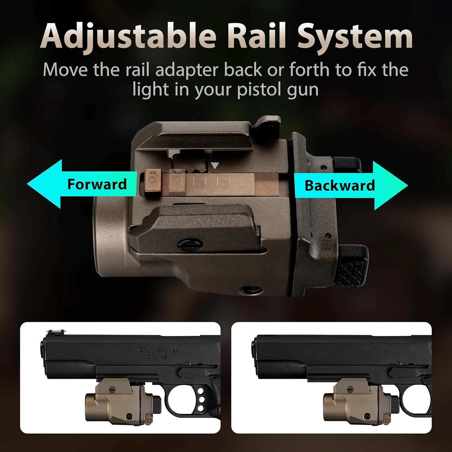 Compact Tactical LED Flashlight Green White Rechargeable Torch