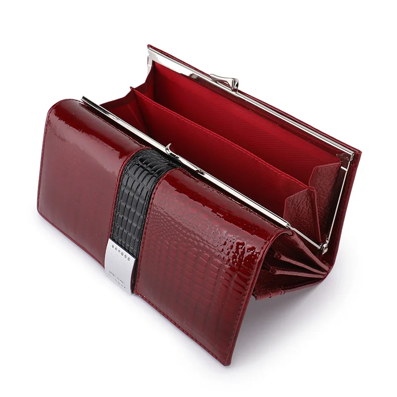 Western Cowhide Leather Hasp Phone Bag Women Wallet Fashion Large Capacity Card Holder Purse for Ladies