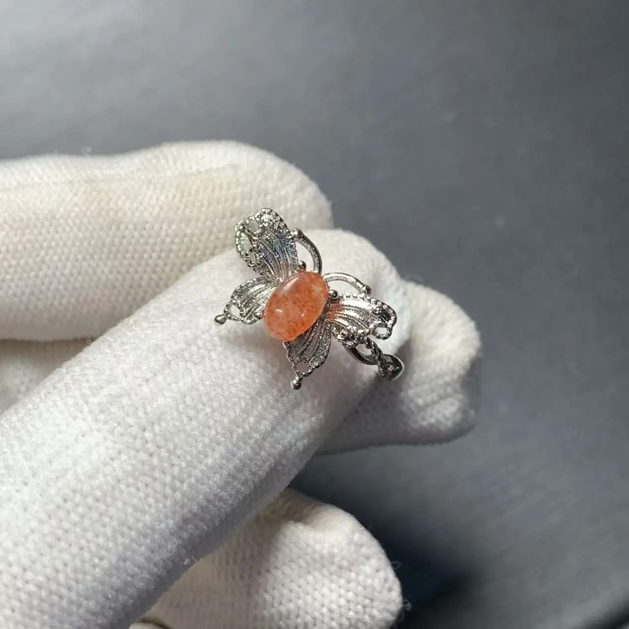 Natural Sanidine Gold Sunstone Ring Adjustable Female Heart ring Jewelry for Women Gift Wholesale High Quality Vintage Fine