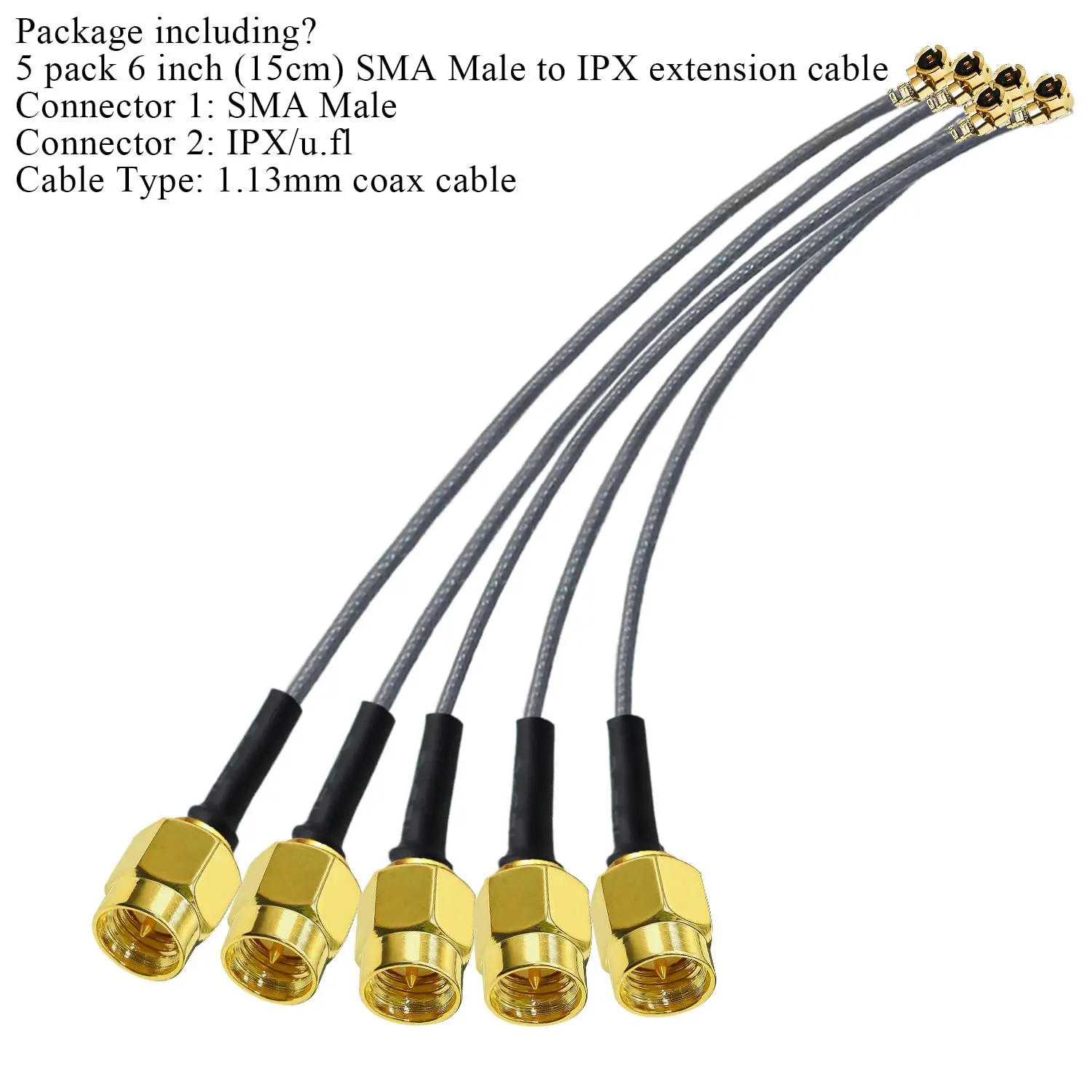 Câble Coaxial RP-SMA Femelle Vers UFL IPX - Câble D'antenne 10 Cm Pour Module WiFi, GPS, Bluetooth, 5 Pièces