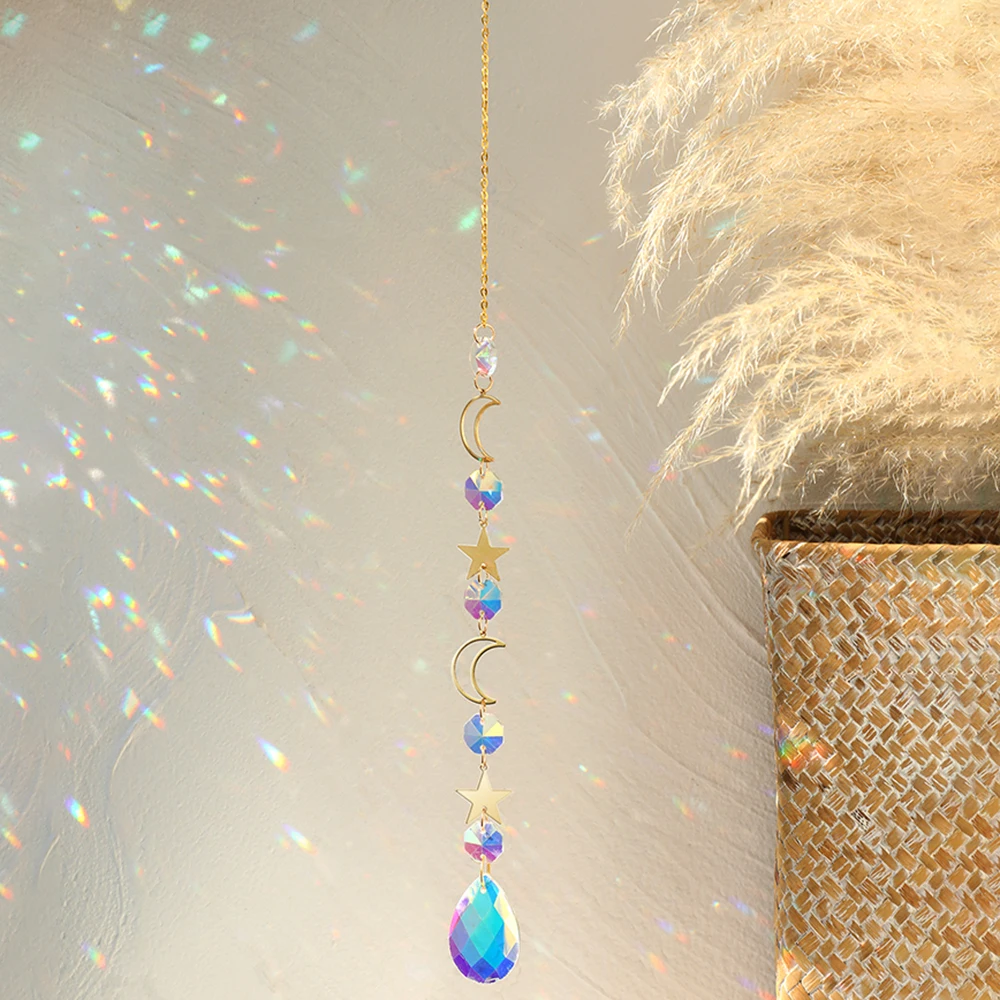 Sun Catcher Hanging Crystal Stained Glass Rainbow Prism Window Balcony Garden Outdoor Decoration