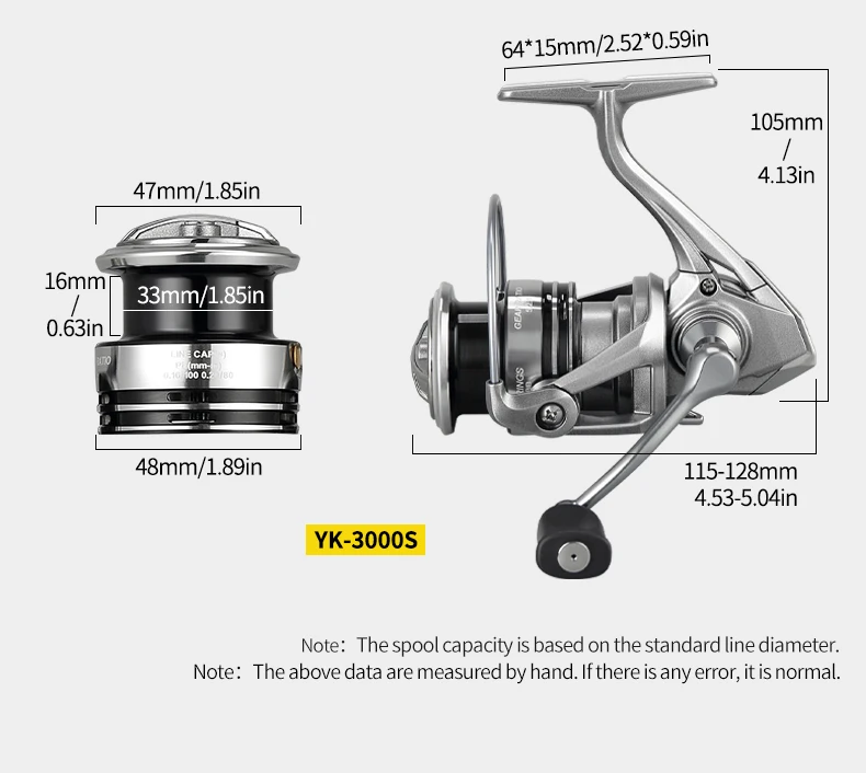 Huidiao Zero Play Spinnrolle 2500/3000 5+1 Geschützte BBs Sanftes Wurfverhalten Angelrolle 8KG Max Bremskraft für Barsch, Forelle, Zander – Detail 3