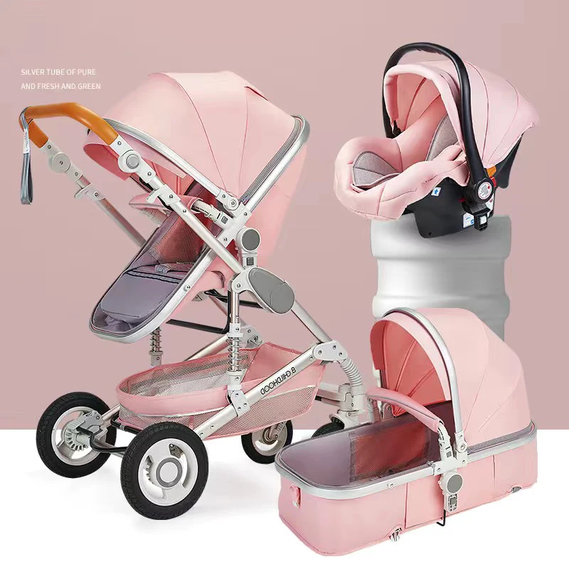 baby stroller 3 in 1 with car seat,Luxury Multifunctional BABY carriage,blue Folding baby stroller,High Landscape newborn car