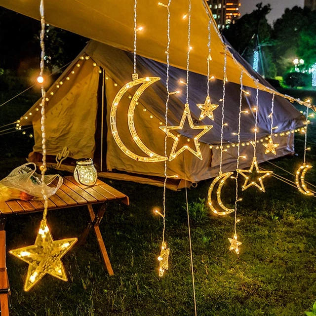 Rideau lumineux LED EID, lune, étoile, décoration féerique pour jardin,  noël, fête de mariage, éclairage de rue, Patio, vacances - AliExpress