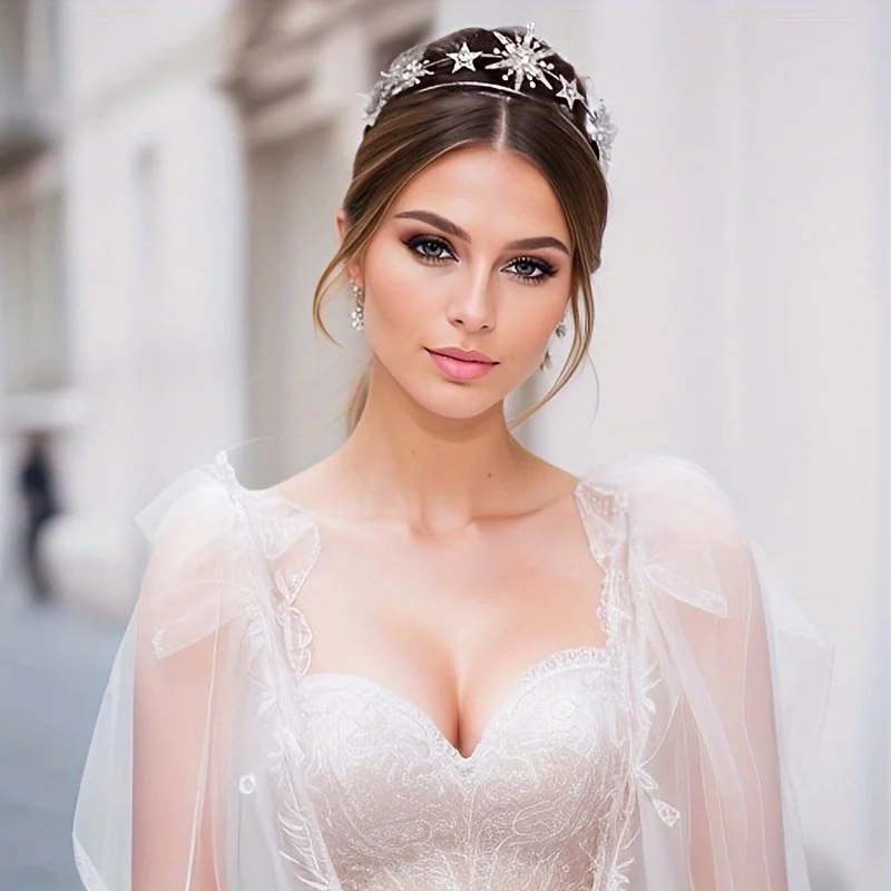 Trendy Gold Silver Color Crystal Rhinestone Tiaras And Crowns Stars Plate Princess Diadems Wedding Hair Accessories