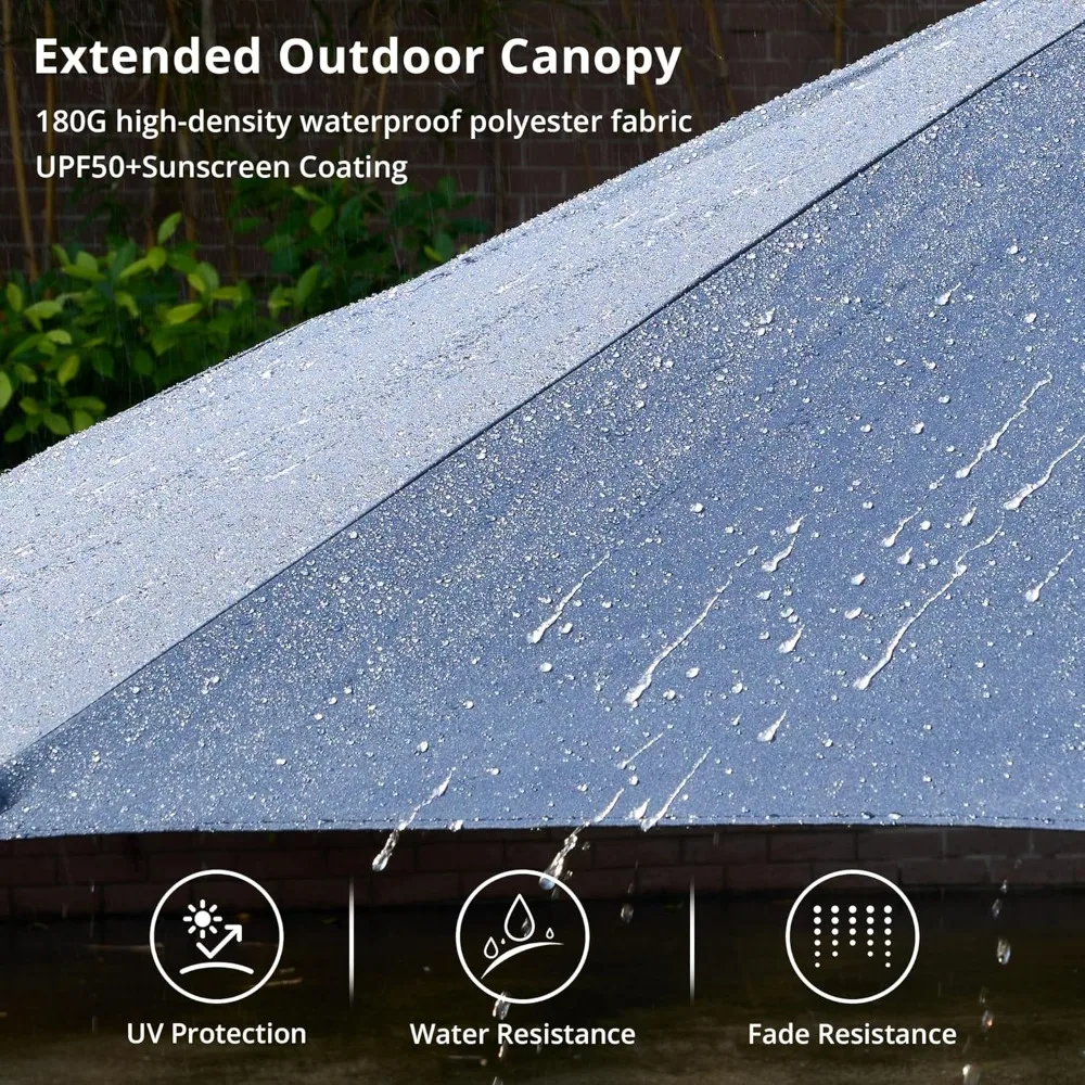 15 ft Solar LED Double-Sided Patio Umbrella with Base 5