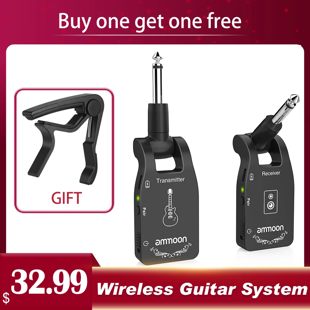 USB wiederaufladbar Wireless Guitar System Sender Empfänger für E-Gitarre Bass 