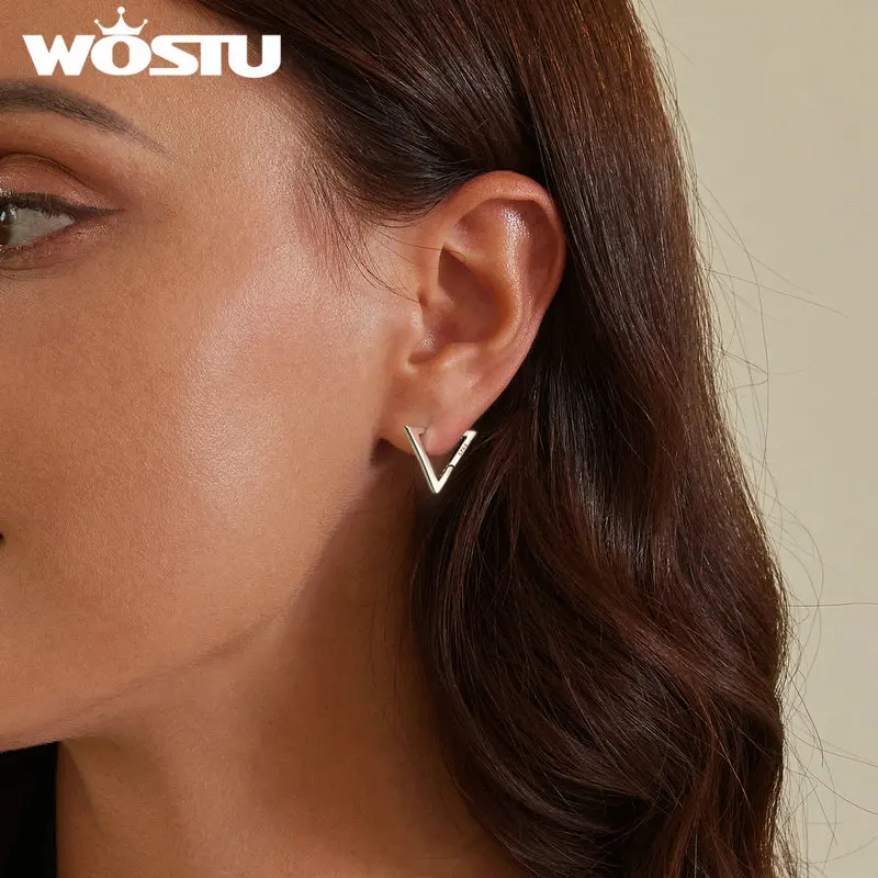 925 Sterling Silver Simple Triangle Earrings for Women Euro Simple Geometric Style Ear Clips Wedding Party Jewelry Gift