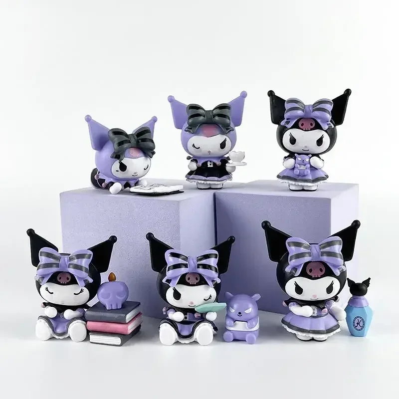 Sanrio caixa cega dos desenhos animados kuromi boneca sorte adivinhação anime série figura de ação modelo boneca criança brinquedo decoração desktop presentes