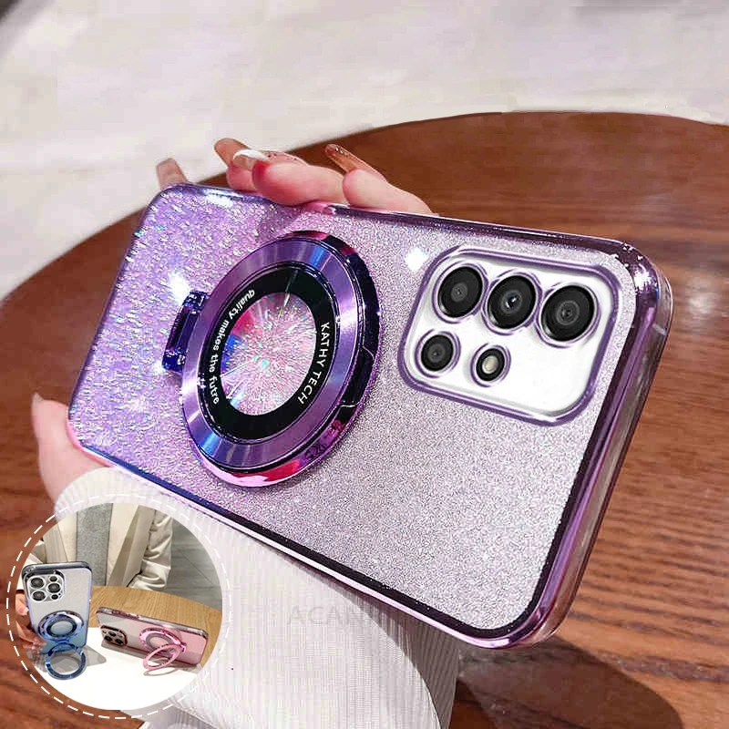 Glitter Plating Silicone Stand Holder Case