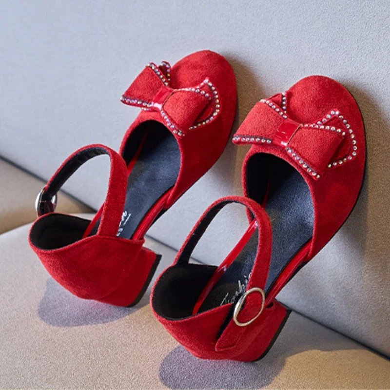 Girls Leather Sandals Low Heel Korean Style Mary Janes