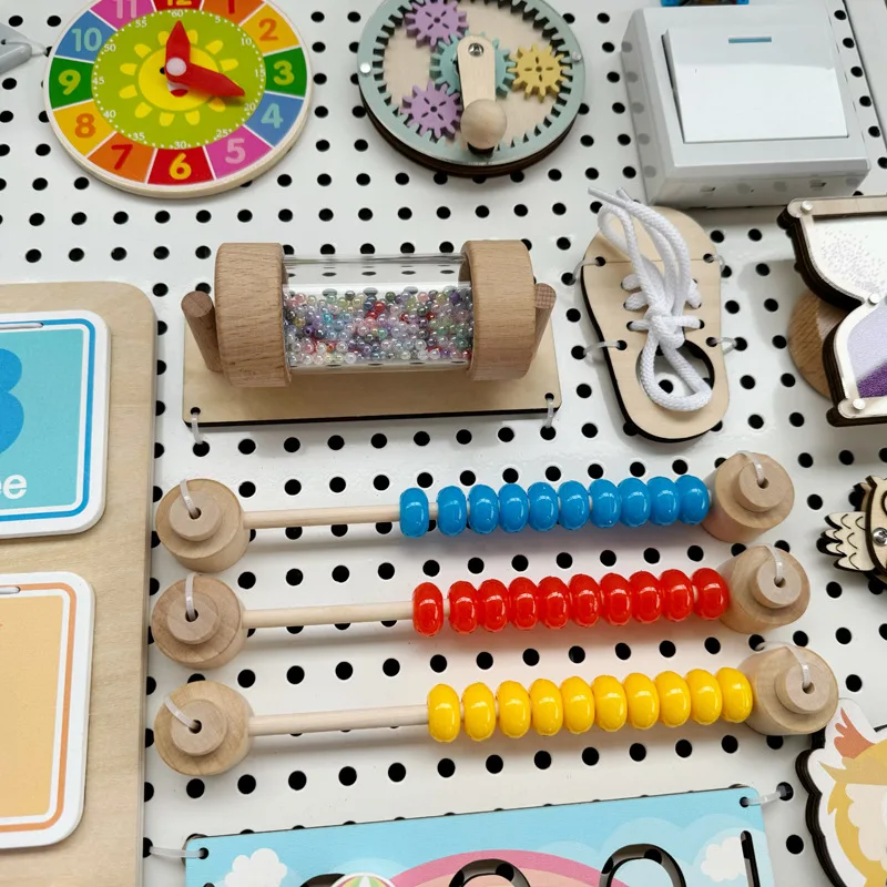 몬테소리 비지 보드 DIY 나무 비지 보드 액세서리, 기어 풍차 동물 쌍 지퍼, 교육용 장난감 기어, 어린이 선물