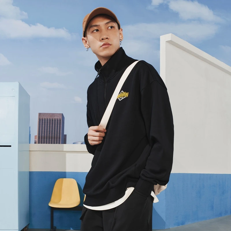 Xtep Pullover Sweater Male And Female Winter Stand-Up Collar