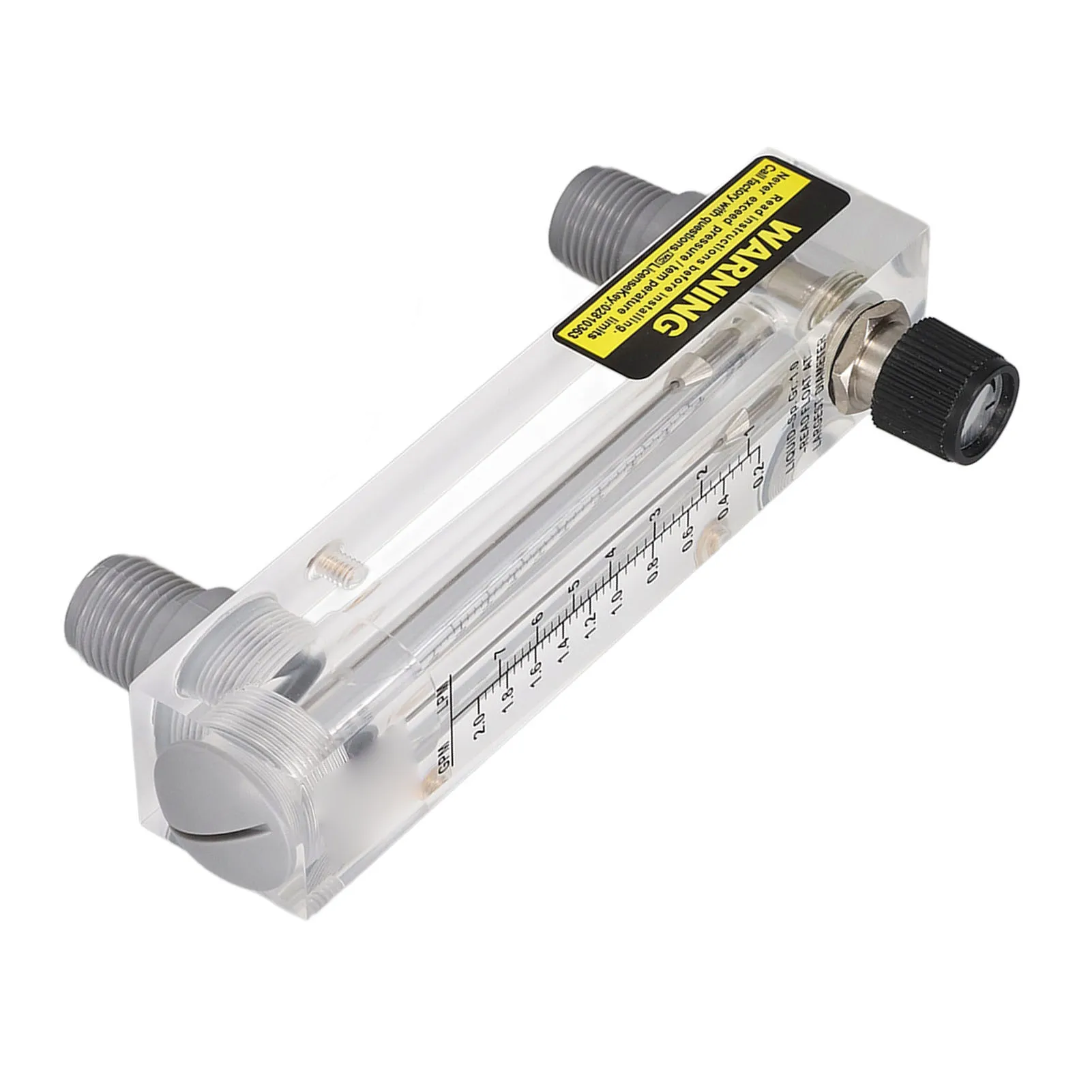Panel Type Flow Meter 0.2‑2GPM Acrylic Liquid Flowmeter Tester for Measuring Control
