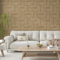 แผ่นผนังลายไม้เทียม 3 มิติ ขนาด 30x30 ซม. จำนวน 10 ชิ้น สำหรับตกแต่งผนังภายใน ลายไม้โอ๊ค แผ่นตกแต่งผนัง 3 มิติ สติ๊กเกอร์ติดผนัง 2