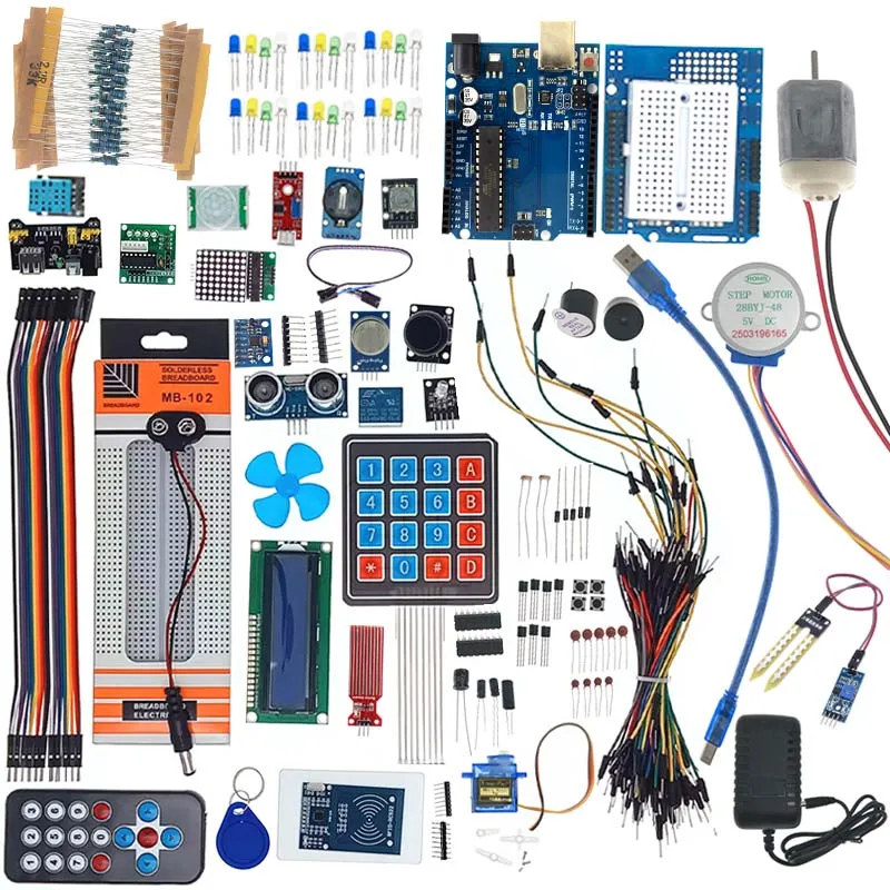 Complete learning Kit for Arduino R3 / Arduino IDE STEM Projects with Servo Cable Electrnoics Starter Kit Development Board