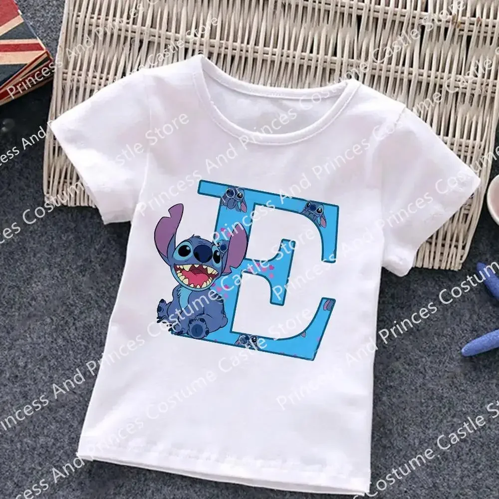 thumbnail image 1 of Camiseta de algodón con letras ABCD de Stitch para niños, camisetas combinadas, camisetas de dibujos animados Kawaii, ropa informal para niños y niñas, camisetas Harajuku para niños y niñas, 1 of 5