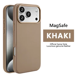 Luxury Magnetic Leather Phone Case with MagSafe Compatibility - iPhone 17 (Khaki)