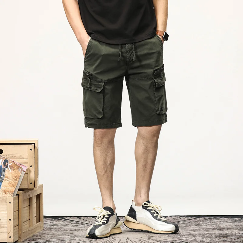 CAAYU Summer Men Cargo Tactical Short Pants Multi Pocket Shorts Men Oversize Clothing Casual Fashion Jogger Outdoor Gray Pants