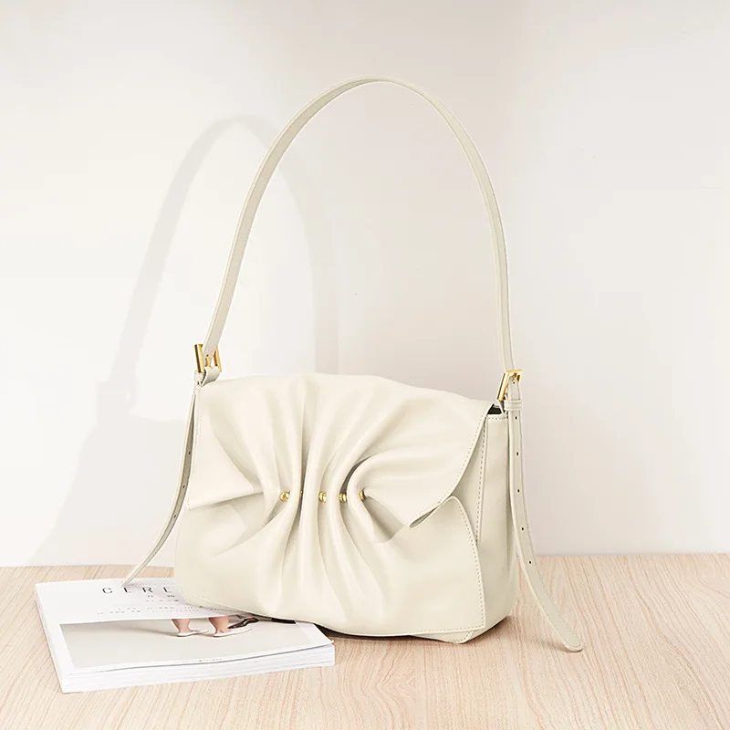 New luxury three-dimensional butterfly fold cloud underarm bag designer brand fashion soft cowhide shoulder bag large capacity r