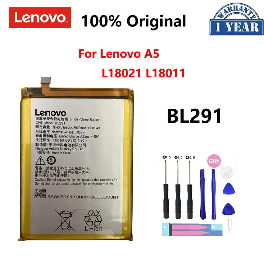 

100% Оригинальный аккумулятор BL291 3900 мАч для Lenovo A5 L18021 L18011 BL 291, сменные батареи для телефона, батарея