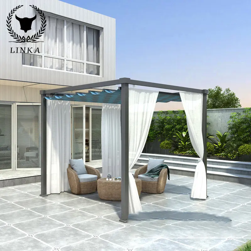 

Outdoor garden sunshade villa courtyard shed electric thermal insulation sunscreen ceiling terrace pavilion roof garden folding