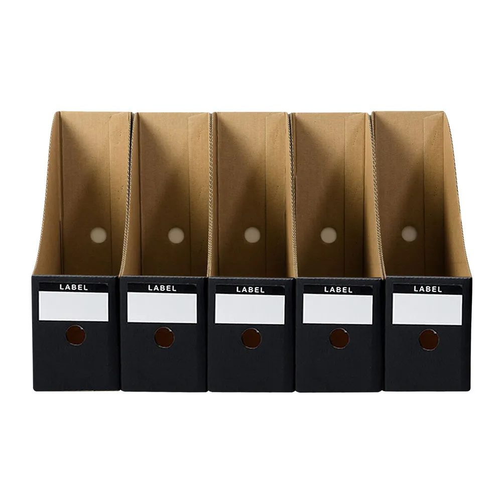5Pcs 공간 절약형 데스크탑 파일 보관 케이스 사무실 연구 기숙사 도서 파일을 위한 프리미엄 크래프트 종이 문서 정리함