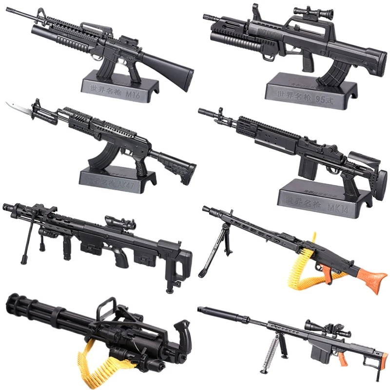 1/6 스케일 AK47 기관단총 M134 MG42 기관총 플라스틱 무기 조립 장난감 미니 총 모델 12 인치 액션 피겨 디스플레이