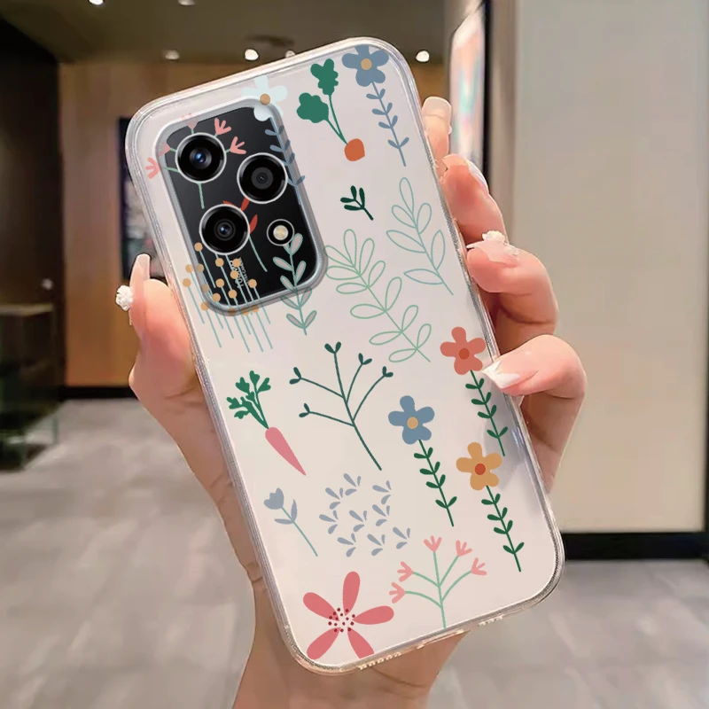 Floral Fashion Clear Silicone Phone Cover - Cute Cat Couple Design