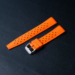 Classic Tropical Style FKM Watch Strap - Premium Replacement Watchband Bracelet Belt - 22mm (Brown)