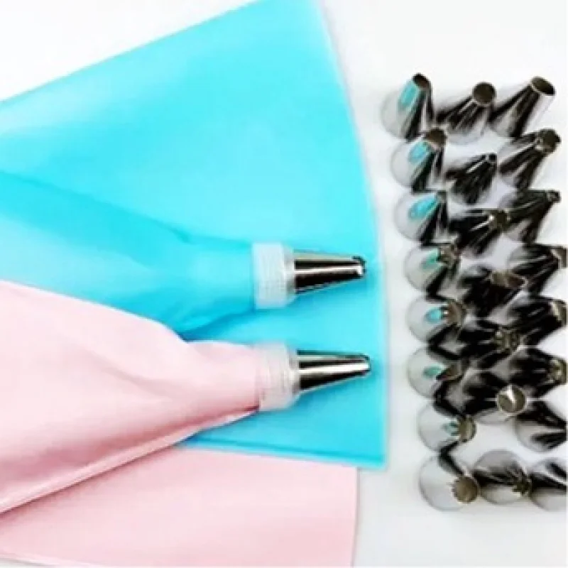 Silicone Saco De Confeitaria Conjunto Com Bicas, Confeitaria, Bolo, Decoração De Sorvete, 24 Pcs