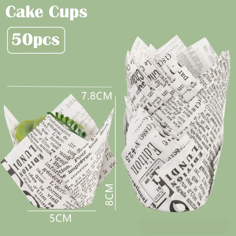 Tulip Muffin Cupcake Paper Cups - Oilproof Liners for Baking and Decorating (50 Pack)
