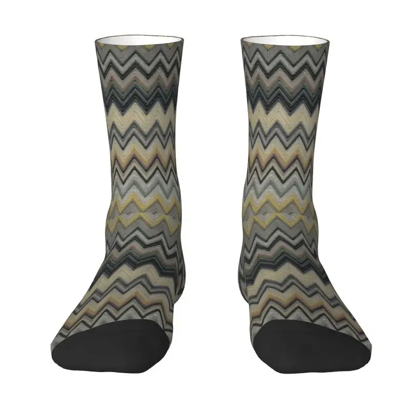 

Cute Printed Camouflage Zig Zag Chevron Socks for Women Men Stretchy Summer Autumn Winter Chic Zigzag Crew Socks