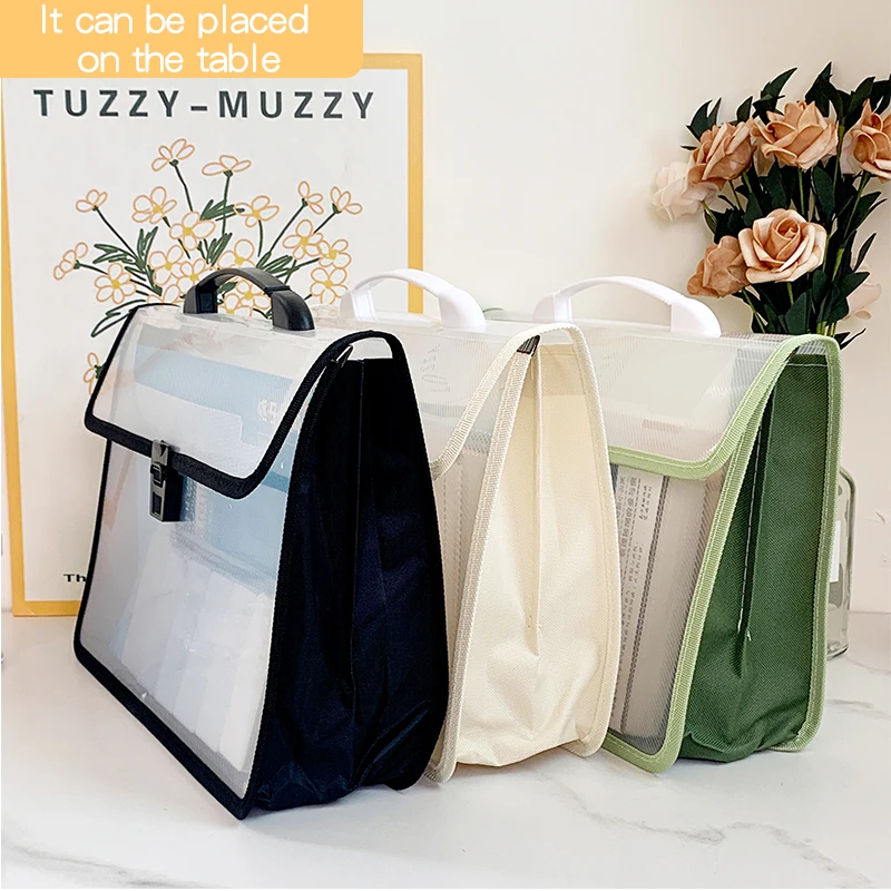 A4 Transparent Twill Portable Storage Bag Large Capacity Thickened Waterproof Button Function transparent storage bag