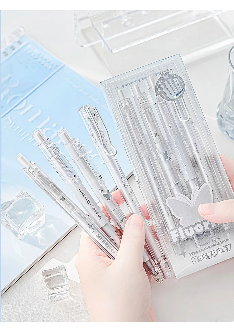 

4pens Gel Pen Lot 0.38/0.5mm ST Head Crystalline Black Ink Writing Pens Office School Stationery Papeleria Supply