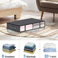 1/2/5pcs Under Bed Storage Bags, Transparent Quilt Organizer, Foldable Clothes Box, Washable Non-Woven Fabric, Space Saver 2